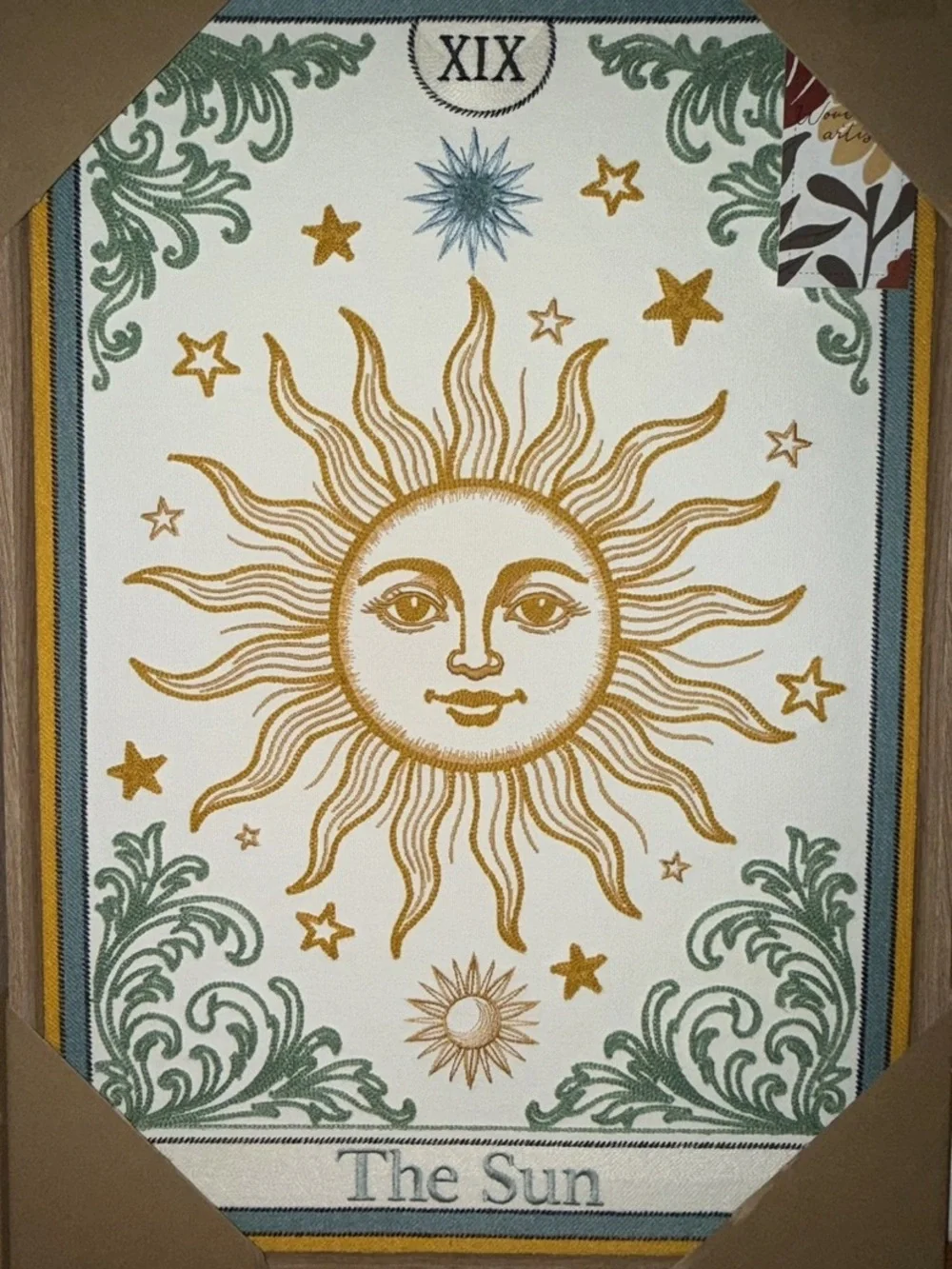 BP Home Woven Textile Embroidered Wall Decor The Sun 18”X 26”